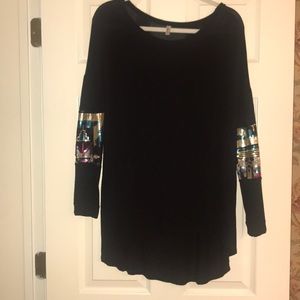 Black tunic with sequin sleeve detail